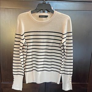 Women’s Sweater in Cream and Black Stripes NW/O tags. Never worn.  Size M
